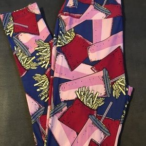 LuLaRoe OS Leggings NWOT, French fries and drinks